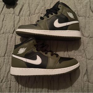 Nike Air Jordan Mid Olive and Black Sneakers
